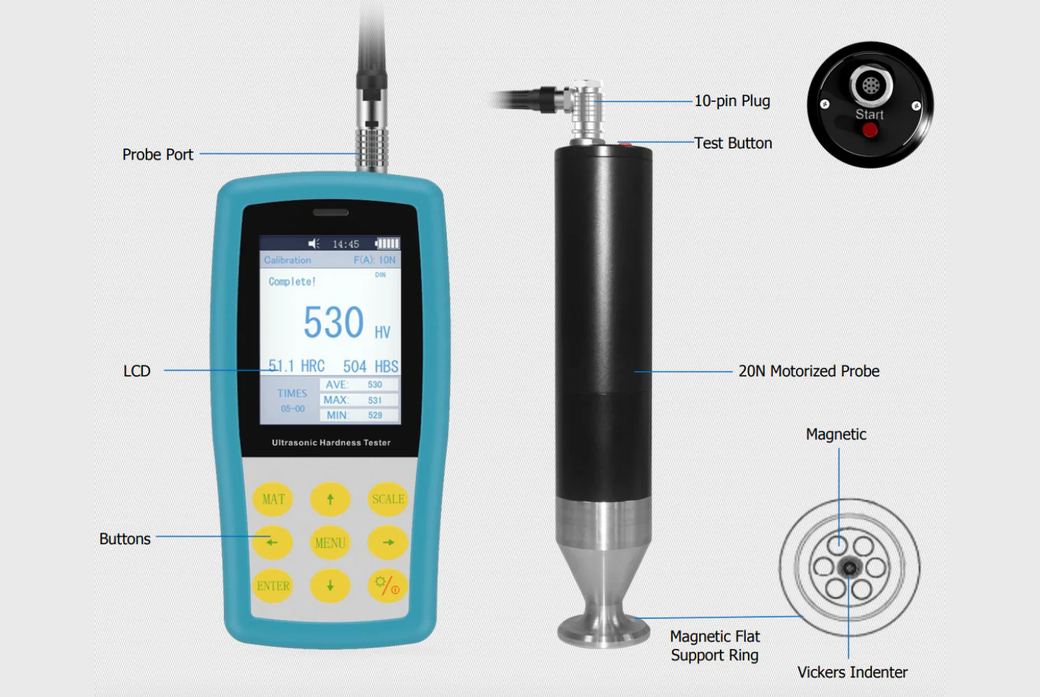 Portable Motorized Leeb / Ultrasonic Hardness Tester UCI-4100DM - Image 3